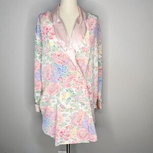 Vintage 90s Gold Label Victorias Secret Floral Robe nightgown Size S Pink